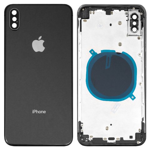 Корпус для iPhone XS Max, чорний, з тримачем SIM карти, з боковими кнопками