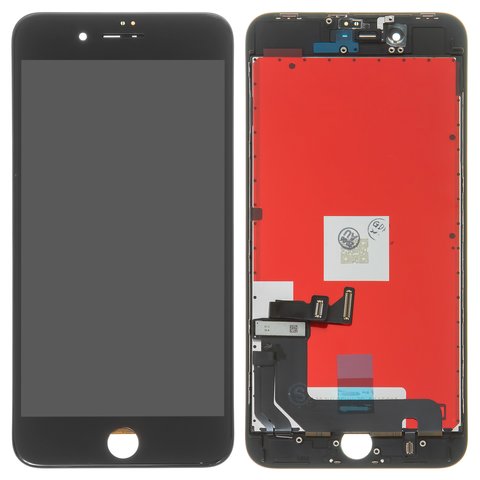 Дисплей для iPhone 8 Plus, чорний, з рамкою, Copy, Tianma, з пластиками камери та давача наближення