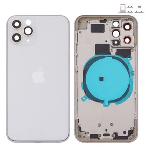 Корпус для iPhone 11 Pro, сріблястий, з тримачем SIM карти, з боковими кнопками, matte silver