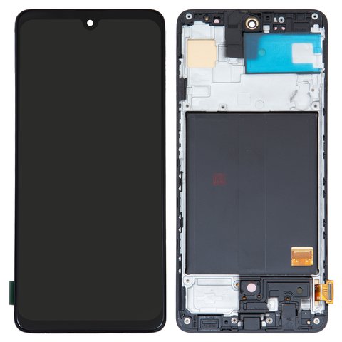 Дисплей для Samsung A515 Galaxy A51, чорний, з рамкою, High Copy, з широким обідком, OLED 