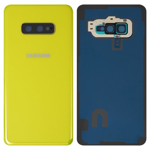 Задняя панель корпуса для Samsung G970 Galaxy S10e, желтая, со стеклом камеры