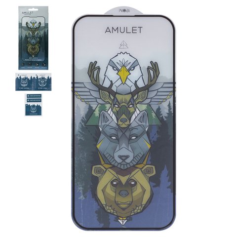 Захисне скло iNobi Amulet для Apple iPhone 15, Full Glue, Anti Static, чорний, шар клею нанесений по всій поверхні