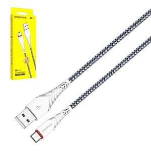 USB кабель Borofone BX25, USB тип C, USB тип A, 100 см, 3 A, белый, #69314744703507