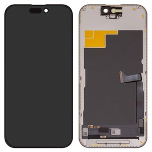 Дисплей для iPhone 15 Pro, черный, с рамкой, High Copy, без микросхемы, OLED , YK OEM hard