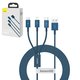 USB кабель Baseus Superior, USB тип-C, USB тип-A, micro-USB тип-B, Lightning, 150 см, 3,5 А, синий, силиконовый, 3 в 1, #CAMLTYS-03