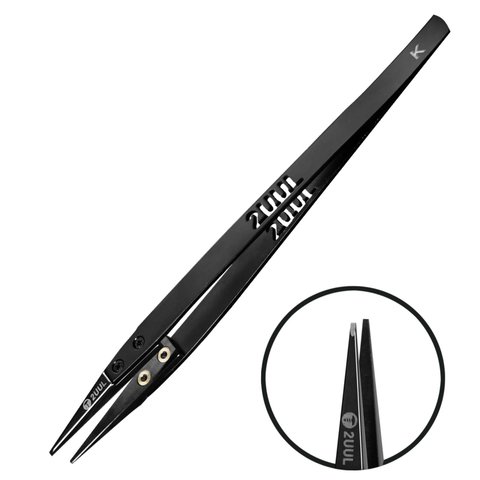 Пінцет монтажний 2UUL TW32 Black K, прямий, керамічний, 150 мм