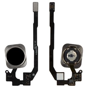 Flat Cable compatible with iPhone 5S, iPhone SE, Home button, black, with plastic 