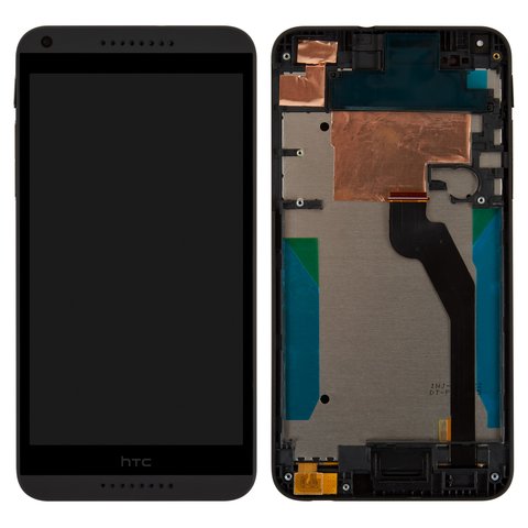 LCD compatible with HTC Desire 816G, Desire 816H, black, with frame, with black cable 