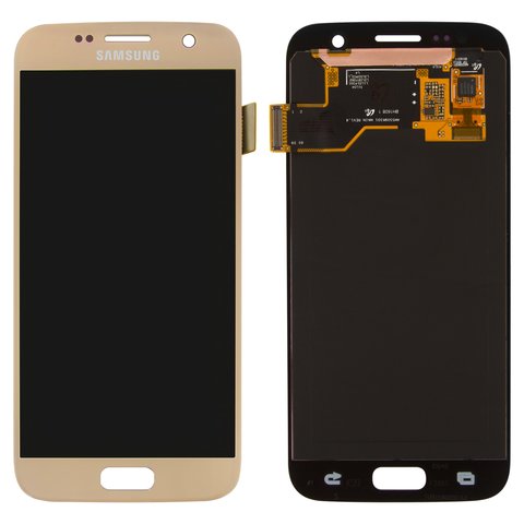 Pantalla LCD puede usarse con Samsung G930 Galaxy S7, dorado, sin marco, Original PRC , original glass