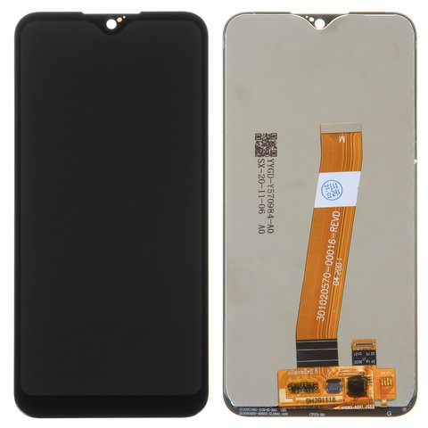 LCD compatible with Samsung A015 Galaxy A01, A015M Galaxy A01, black, without frame, original change glass  , with wide connector 
