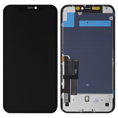 LCD compatible with iPhone 11, black, with frame, AAA, TFT , JK 