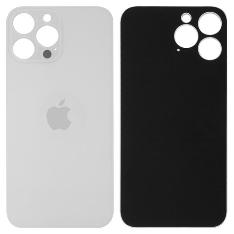 Housing Back Cover compatible with iPhone 13 Pro Max, white, silver, no need to remove the camera glass, Silver, big hole 