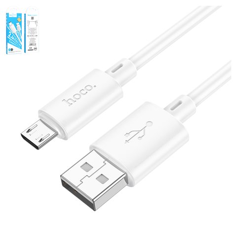 Cable USB Hoco X88, USB tipo A, micro USB tipo B, 100 cm, 2.4 A, blanco, #6931474783332