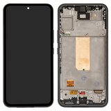 LCD compatible with Samsung A546 Galaxy A54 5G, (black, with frame, High Copy, original LCD size, (OLED))