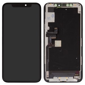 LCD compatible with iPhone 11 Pro, black, with frame, change glass, with camera and proximity sensor plastics 