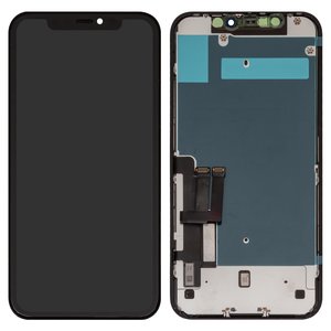 LCD compatible with iPhone 11, black, with frame, HC, with protective screen for display, LG version  #Self welded OEM
