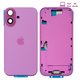 Housing compatible with iPhone 16, (pink, with SIM card holders, with side buttons, Original (PRC), EU version)
