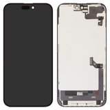 LCD compatible with iPhone 15 Plus, (black, with frame, HC, without error, (OLED), DD-OLED OEM soft, diagnosable)