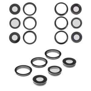 Camera Lens compatible with iPhone 11 Pro, gray, with frames, set 6 pcs., matte space gray 