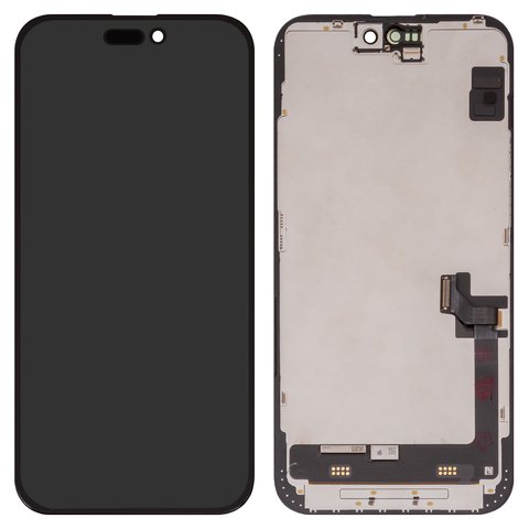 Pantalla LCD puede usarse con iPhone 15 Plus, negro, con marco, vidrio reemplazado
