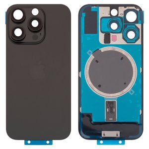 Panel trasero de carcasa puede usarse con iPhone 16 Pro, negra, con vidrio de cámara, Original PRC , black titanium
