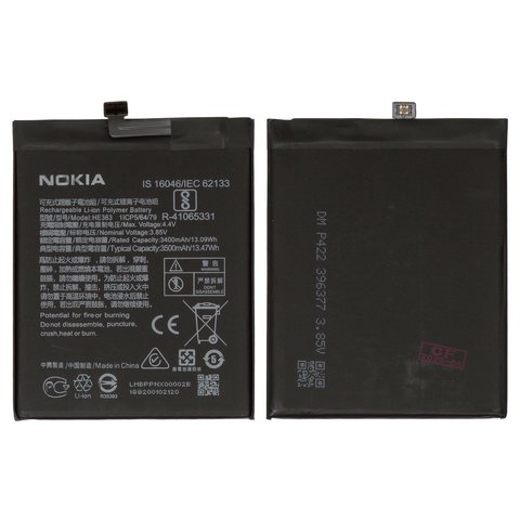 Batería HE363 puede usarse con Nokia 3.1 Plus, 7.1 Plus, 8.1, X7 2018 , Li Polymer, 3.85 V, 3500 mAh, Original PRC 