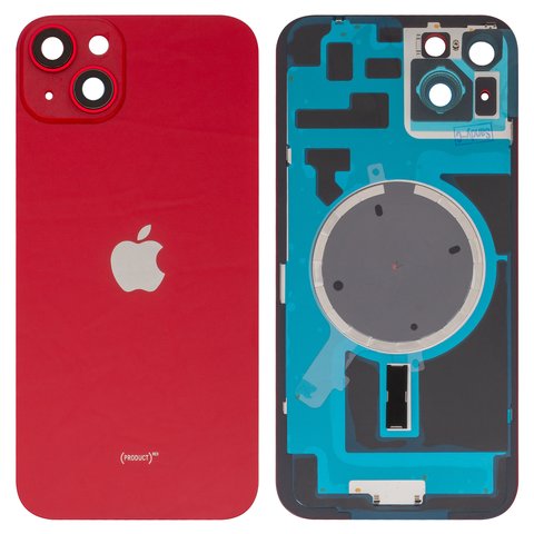 Panel trasero de carcasa puede usarse con iPhone 14 Plus, roja, con vidrio de cámara, HC, red
