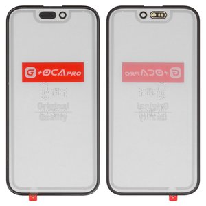 Vidrio de carcasa G+OCA PRO puede usarse con iPhone 15, con película OCA, negro