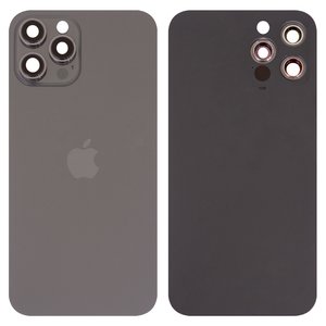 Задняя панель корпуса для iPhone 12 Pro Max, серая, со стеклом камеры, small hole, graphite