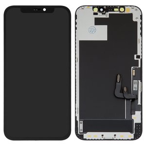 Дисплей для iPhone 12, iPhone 12 Pro, чорний, з рамкою, High Copy, OLED , GK OEM hard