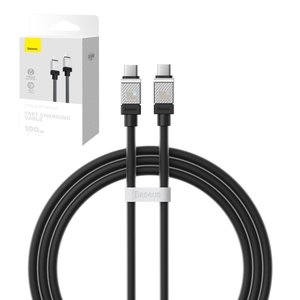 USB кабель Baseus Coolplay Series, 2xUSB тип C, 100 см, 100 Вт, чорний, силіконовий, #CAKW000201