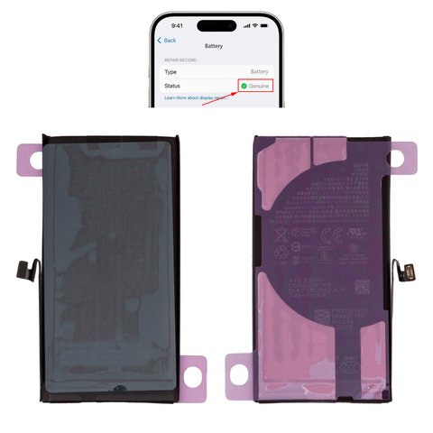 Аккумулятор для iPhone 13, Li ion, 3,84 B, 3450 мАч, повышенная ёмкость, без ошибки, A2655 , genuine IC