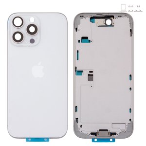 Корпус для iPhone 16 Pro Max, белый, с держателем SIM карты, с боковыми кнопками, Original PRC , EU Version, white titanium