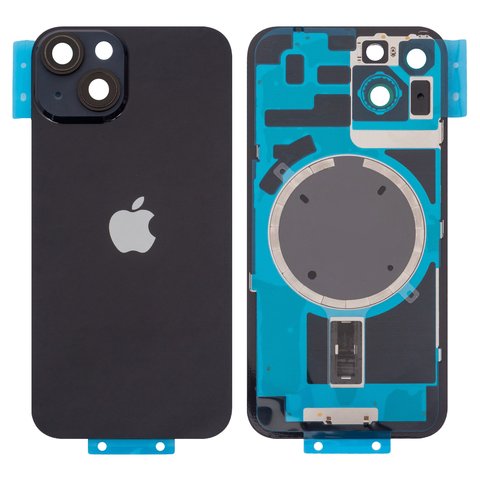Задняя панель корпуса для iPhone 14, черная, со стеклом камеры, Original PRC , Midnight, small hole