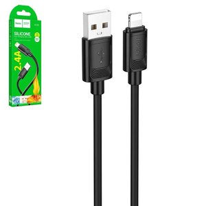 USB кабель Hoco X122, USB тип A, Lightning, 100 см, 2,4 А, черный, #6942007662185
