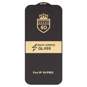 Защитное стекло ESD 6D для Apple iPhone 16 Pro, совместимо с чехлом, Full Glue, Anti Static, без упаковки , черный
