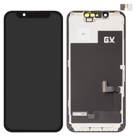 Дисплей для iPhone 13 mini, чорний, з рамкою, High Copy, без мікросхеми, OLED , GX OEM hard